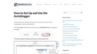 How to Set Up and Use the Autoblogger - Kontent Machine