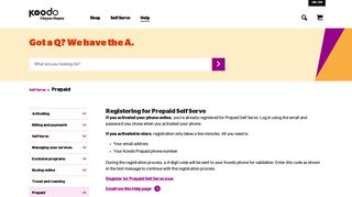 Registering for Prepaid Self Serve | Help | Koodo Mobile