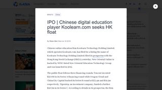 IPO | Chinese digital education player Koolearn.com seeks HK float ...