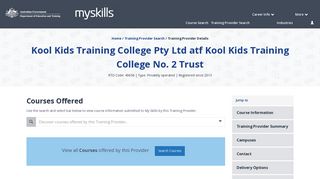 Kool Kids Training College Pty Ltd atf Kool Kids Training ... - My Skills