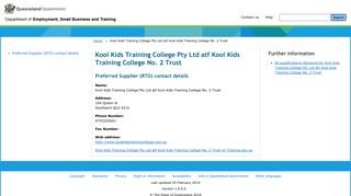 Kool Kids Training College Pty Ltd atf Kool Kids Training ... - QTIS