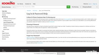Log In & Password Help - Koorong