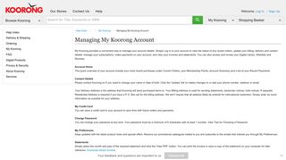 Managing My Koorong Account