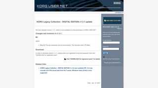 DIGITAL EDITION v1.3.1 update - KORG USER NET