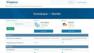 Kornukopia vs Moodle - 2019 Feature and Pricing Comparison