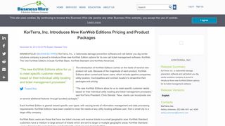 KorTerra, Inc. Introduces New KorWeb Editions Pricing and Product ...
