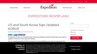 US and South Korea Sign Updated KORUS - Expeditors