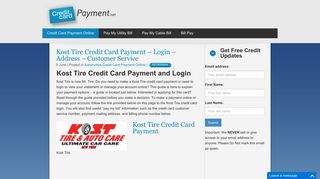 Kost Tire Credit Card Payment - Login - Address - Customer Service