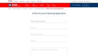 Online Account Opening Application - Kotak Mahindra Bank