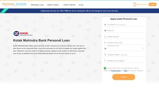 Kotak Mahindra Bank Personal Loan online at low interest rate