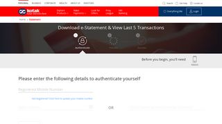 Download e-Statement & View Last 5 Transactions - Kotak Mahindra ...