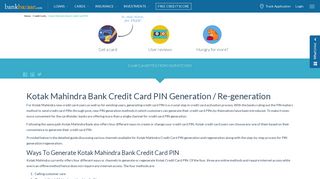 Kotak Bank Credit Card PIN Generation by ATM, Online & Customer ...