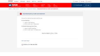 View/download my Credit Card statement - Kotak Mahindra Bank