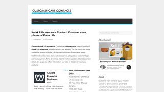 Kotak Life Insurance Contact: Customer care, phone of Kotak Life ...