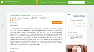 Kotak Life Insurance Company — ADVISOR COMMISSION
