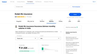 Kotak life insurance Insurance Advisor Salaries in India | Indeed.co.in