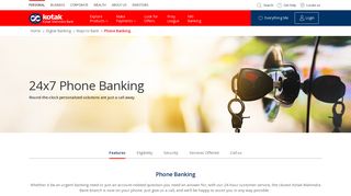 24x7 Phone Banking Services by Kotak Mahindra Bank