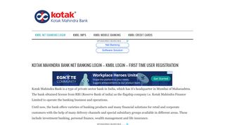 Kotak Mahindra Bank Net Banking Login - KMBL Login - First Time ...