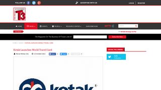 Kotak launches world travel card - Travel Trends Today