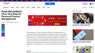 Kotak MoneyWatch (Your One Stop for Personal Finance Management)
