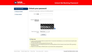 Unlock Net Banking Password - Kotak Mahindra Bank