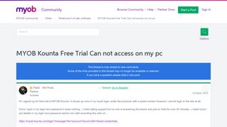 Solved: MYOB Kounta Free Trial Can not access on my pc - MYOB ...