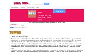 Kozmo Bingo | 600% Deposit Bonus plus 10 FREE Spins | OhMyBingo