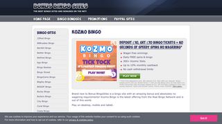 Kozmo Bingo | Bonus Bingo Sites