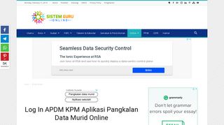 Log In APDM KPM Aplikasi Pangkalan Data Murid Online