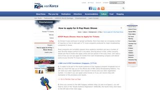 Official Site of Korea Tourism Org.: How to apply for K-Pop Music Shows