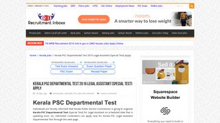 Kerala PSC Departmental Test 2019 Legal Assistant (Special Test ...
