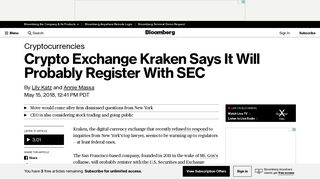 Crypto Exchange Kraken Says It Will Probably Register With SEC ...