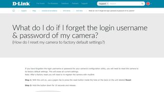 What do I do if I forget the login username & password of my camera ...