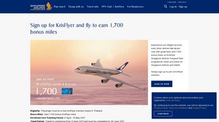 Bonus Krisflyer Miles - Singapore Airlines