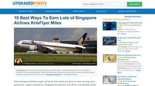 19 Best Ways To Earn Lots of Singapore Airlines KrisFlyer Miles [2019]