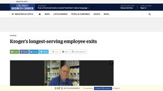 Kroger's longest-serving employee exits - Cincinnati Business Courier
