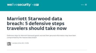 Marriott Starwood data breach: 5 defensive steps travelers should take ...