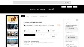 Kronos Administrator - American Eagle Outfitters Careers - AEO.jobs