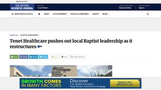 Baptist Health System CEO Pilgrim departing San Antonio ...