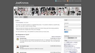 Kronos links - JoeKronos » Q & A