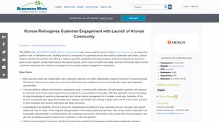 Kronos Reimagines Customer Engagement with Launch of Kronos ...