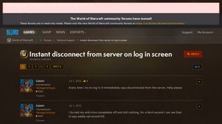 Instant disconnect from server on log in screen - World of ...