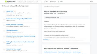 Payroll Benefits Coordinator Job in Pensacola, FL at Gulf Coast Health ...
