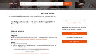 How To Open a Support Case with Kronos Global Support (KGS) in ...