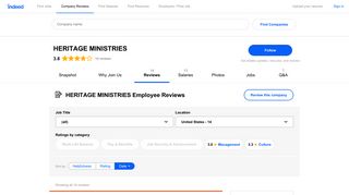 Working at HERITAGE MINISTRIES: Employee Reviews | Indeed.com