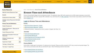 Kronos Time and Attendance | Harvey Mudd College