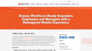 Kronos Workforce Ready Empowers Employees and Managers with a ...