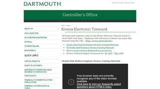 Kronos Electronic Timecard - Dartmouth College