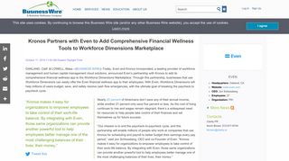 Kronos Partners with Even to Add Comprehensive Financial Wellness ...