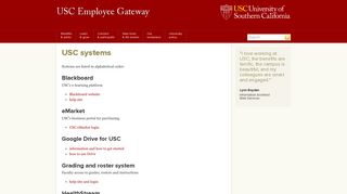 USC systems | USC Employee Gateway | USC